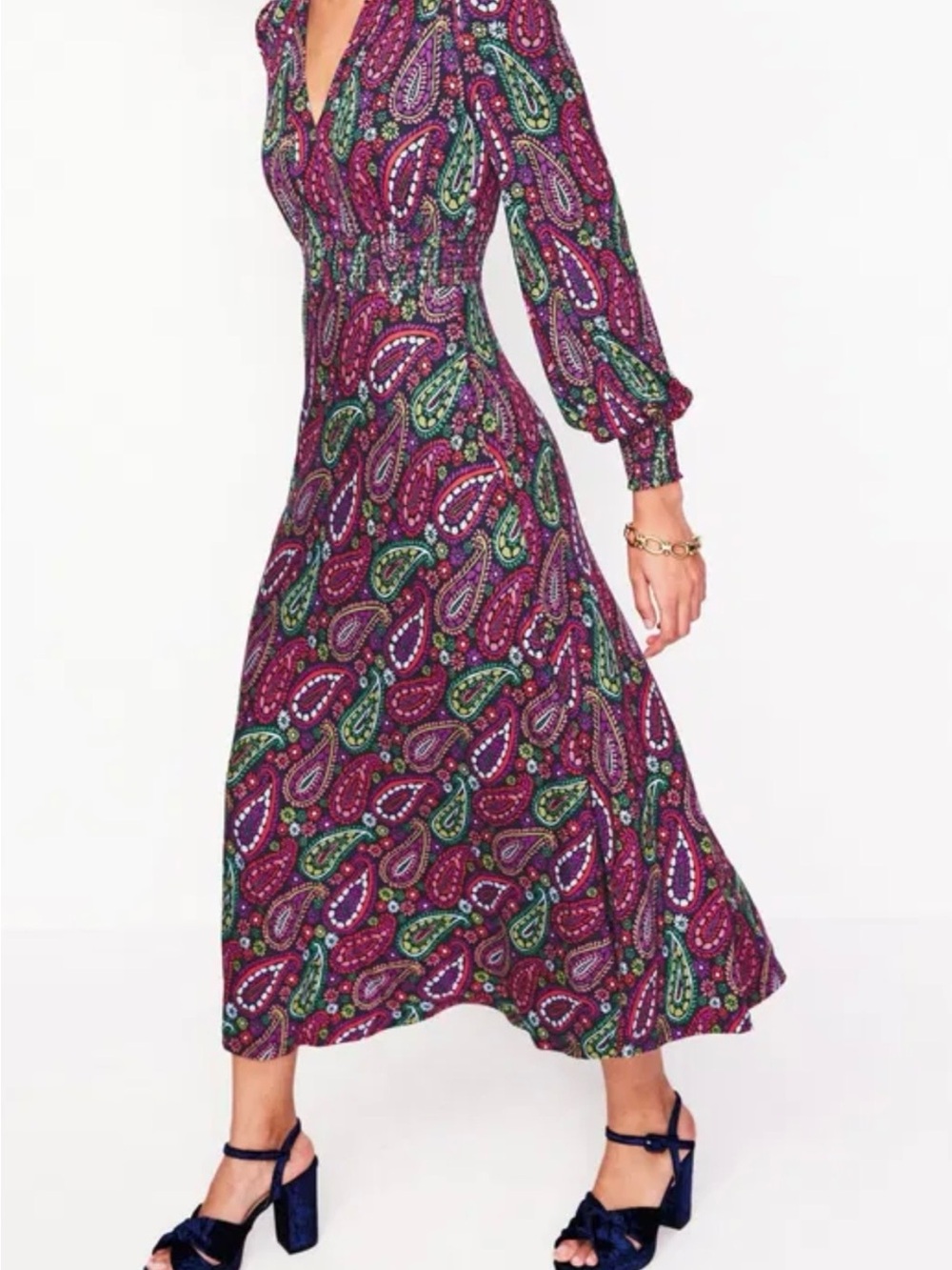 Boden dress NWT Ivy smocked midi dress US 12L, gorgeous!